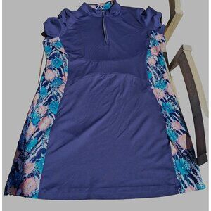 Pebble Beach Dry-Luxe Women XL Multicolor UV Short Sleeve 1/4 Zip Golf Dress